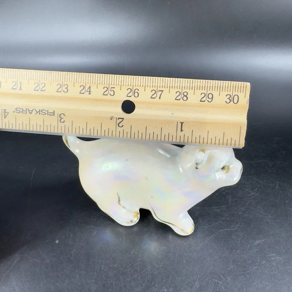 Vintage 1980s Ceramic Porcelain Luster Ware Iridescent Finish Kitty Cat Figurine
